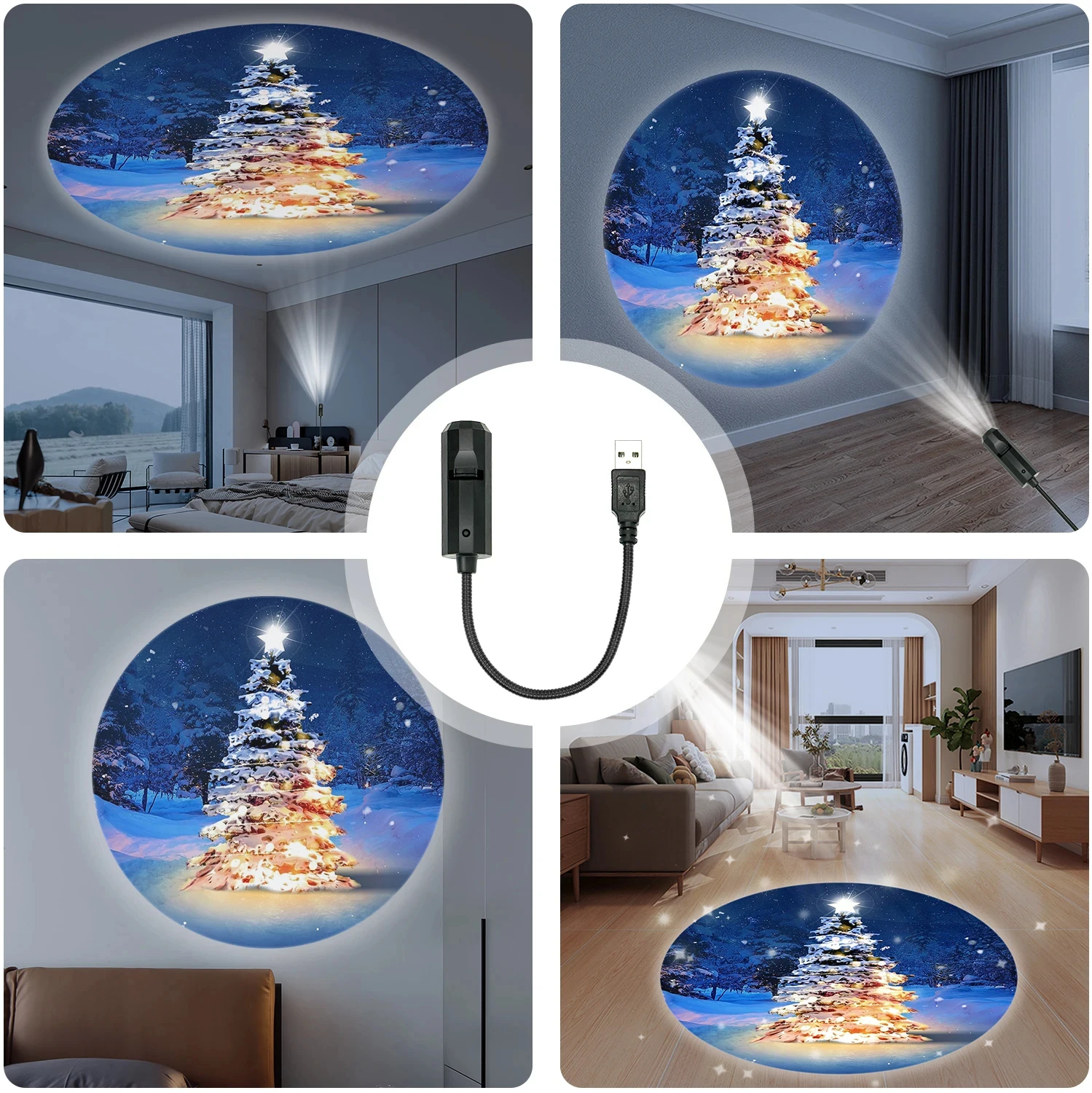 Christmas tree projection light Children Night Lamp Bedroom Ambient Light Creative Gift Night Light