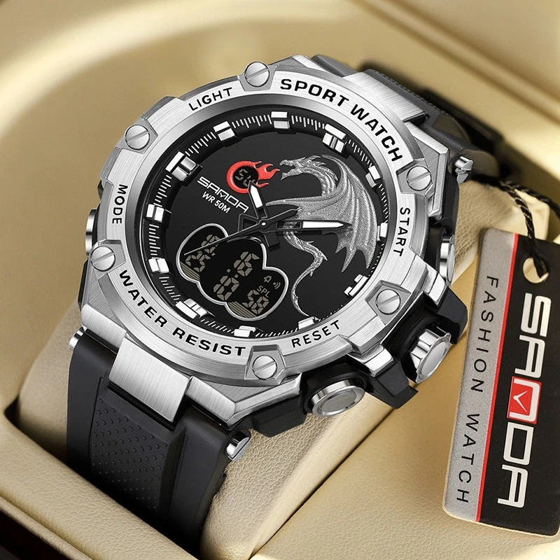 

Новые электронные часы SANDA, персонализированные, светящиеся, водонепроницаемые, модные, многофункциональные мужские часы