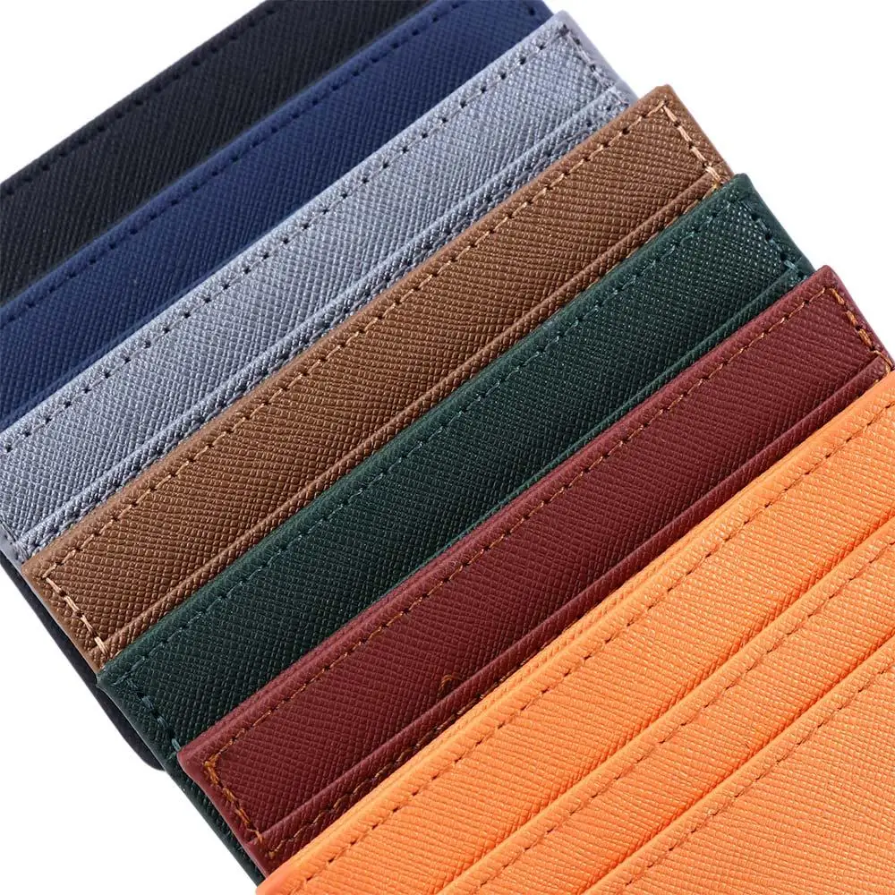 กระเป๋าใส่บัตรเครดิต บัตรประชาชน เหรียญ หนัง PU ผู้ชาย แบบบาง สองด้าน  กระเป๋าใส่บัตรทรงบาง กระเป๋าสตางค์ธุรกิจ