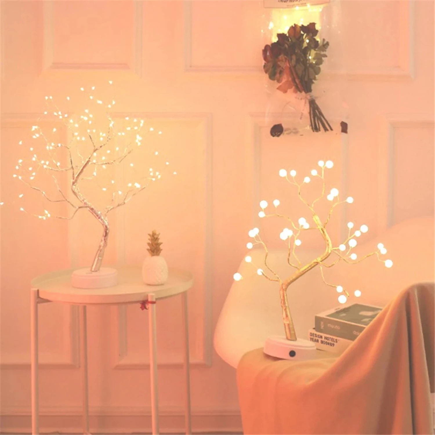 Belle et élégante lampe de nuit LED, cadeaux parfaits pour la fête des mères et HT! Cette lampe de table d'arbre, pois