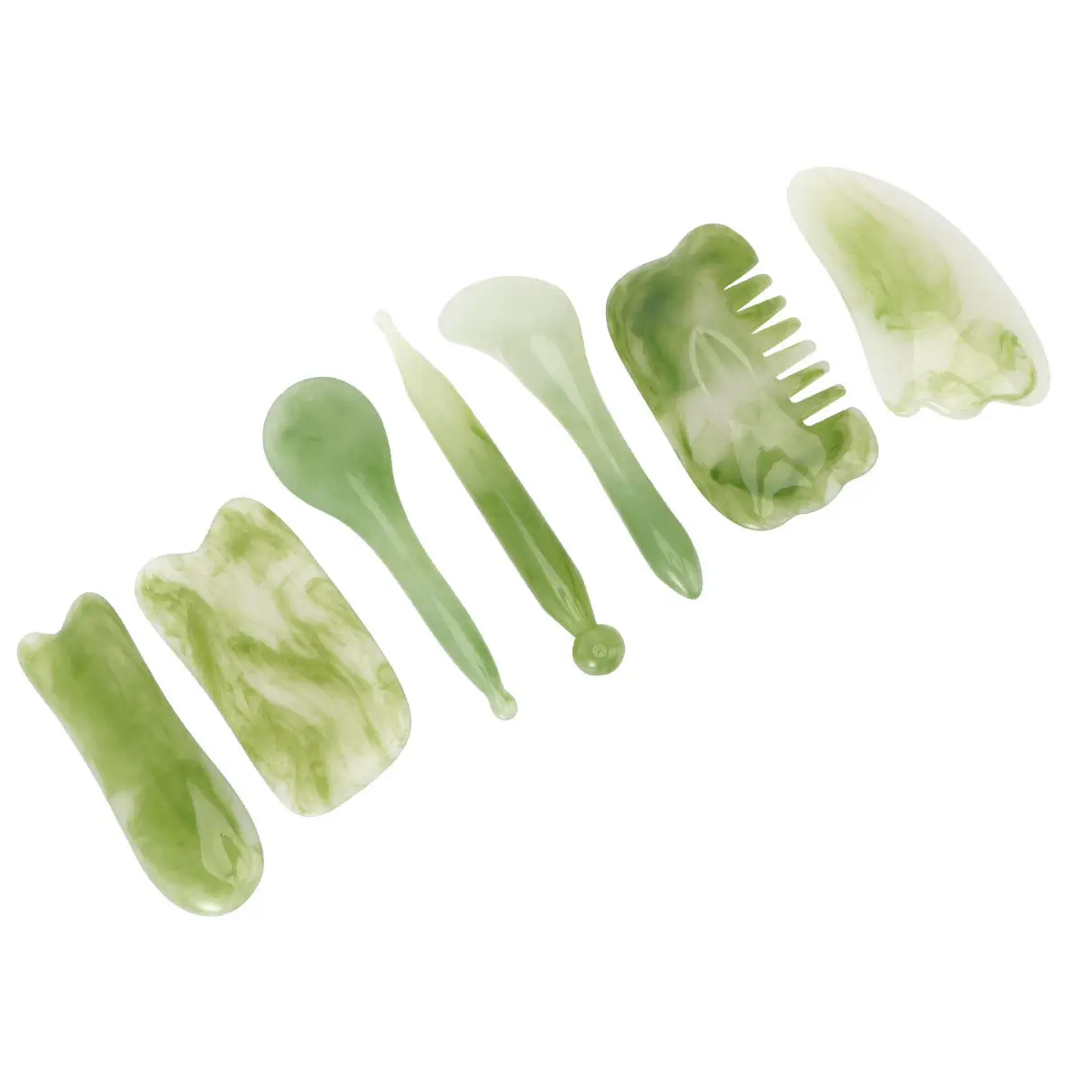 7Pcs Guasha Scraper Facial Massage Tools Set Natural Resin Board for Muscle Relief Beauty Therapy Spa Use Guasha Scraper Board