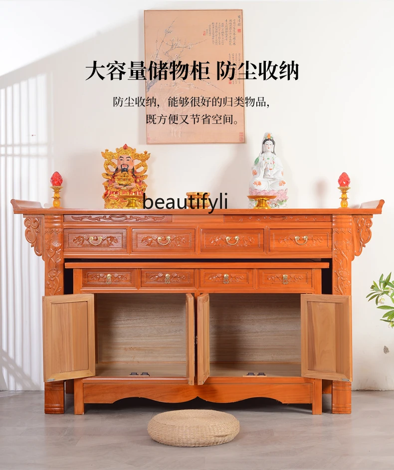 Altar Incense Burner Table Household Solid Wood Prayer Altar Table Buddha Niche Chinese Buddha Table Altar