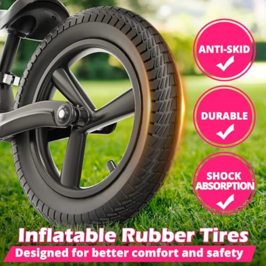 14 Inch Balance Bike for 3-6 Years Old Lightweight Ride-on Toy with Adjustable Seat Air Rubber Tires Blue Birthday Gift