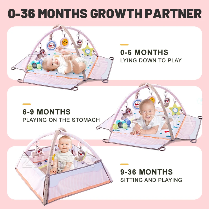 Foldable Activity Play Mats With Fence Infant Soft Blanket Baby Gym Mat For Kids