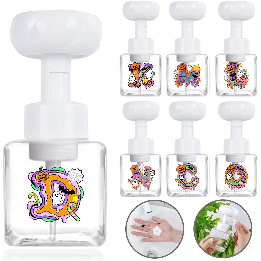 

250 мл дозатор пены для цветов, тип пресса, многоразовая бутылка для раствора для мыла, квадратная бутылка для дезинфицирующего средства для рук, подарок на Хэллоуин, узор конфет