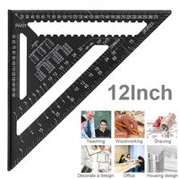 Triangle Ruler 7/12 inch Metric/Imperial Aluminum Alloy Triangular Measuring Ruler Woodwork Triangle Angle Protractor Measuring