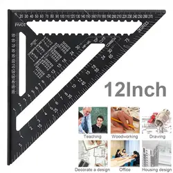 Regla Triangular de 7/12 pulgadas, Regla de medición métrica Triangular de aleación de aluminio/Imperial, transportador de ángulo de carpintería