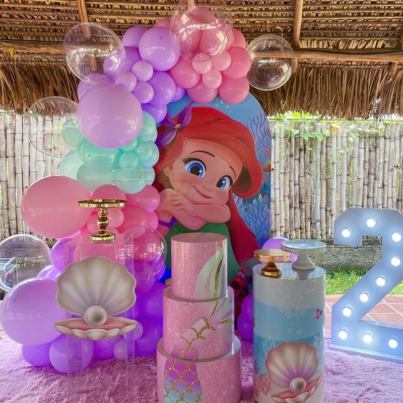 91pcs Disney Mermaid-themed party Balloon Arch Kit Macaron Latex Balloon Girl Princess Birthday Party decorated Baby Shower