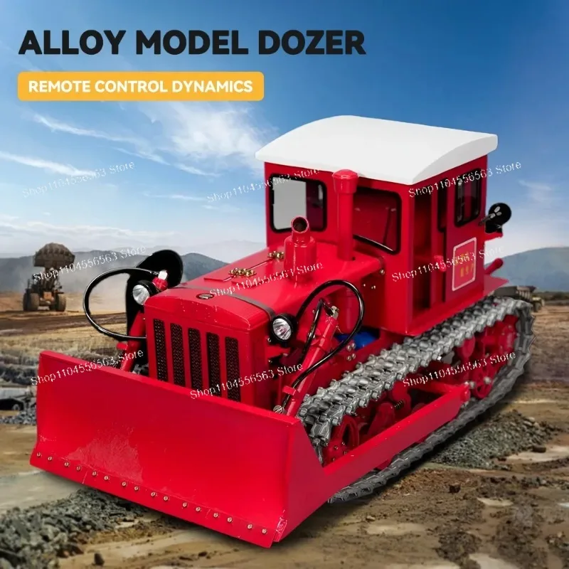 TLJ 1/12 All-Metal RC Dongfanghong Bulldozer Model - Remote Control Tractor with Dynamic Track