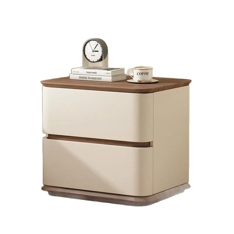 

2025 new minimalist, creative solid wood bedside table, bedroom light luxury modern simplicity, Italian storage cabinet