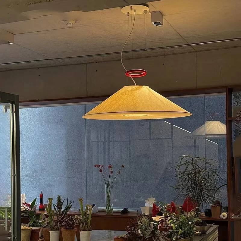 Wabi Sabi Tyvek paper pendant lamp Ceiling Suspended white hat lamp adjustable lift Art Lamp Loft Dining Room hall Hanging Light