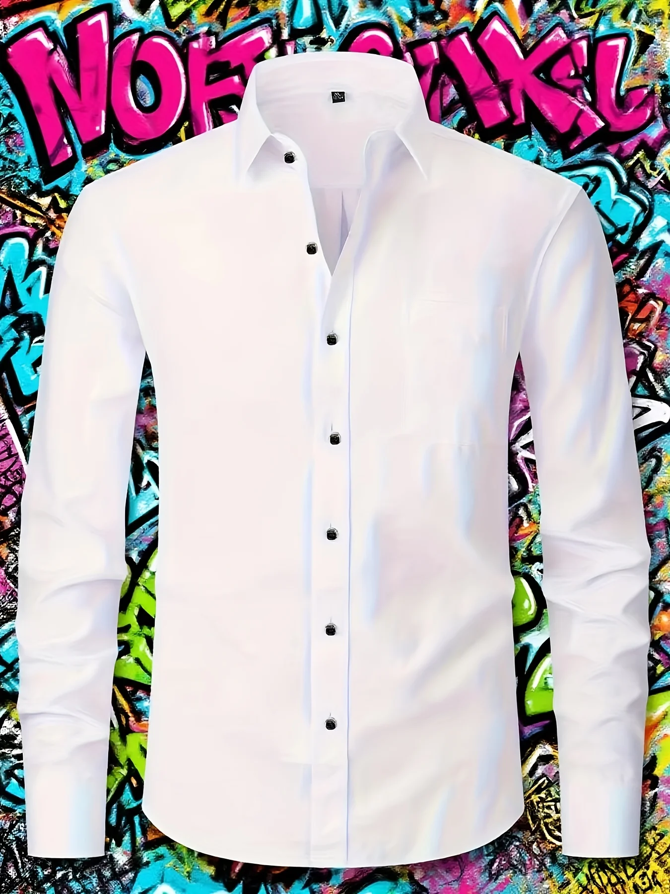 

Elegantes Langarm-Hemd Für Herren – Lässiger Polyesterstoff, Weich Dehnbar, Ideal Für Geschäftliche Anlässe Im Freien Frühling/|