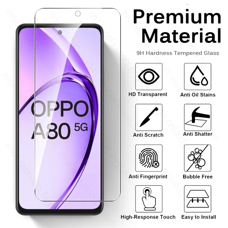 OppoA80 5G Case 8 In 1 9H Tempered Glass for Oppo A80 5G Camera Lens Screen Protector Cover on Orro Appo Opo A80 A 80 80A 2024