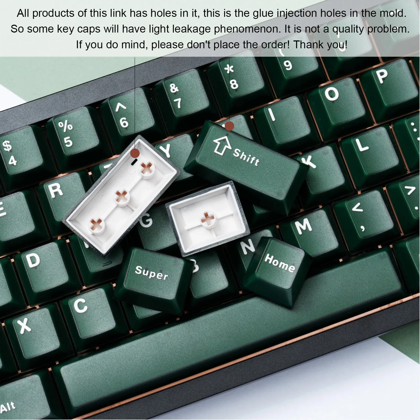 114 Keys Emerald Green Semi Transparent Keycaps Double Shot ABS Keycaps Cherry Profile for Gateron MX Switches Gamer Keyboard