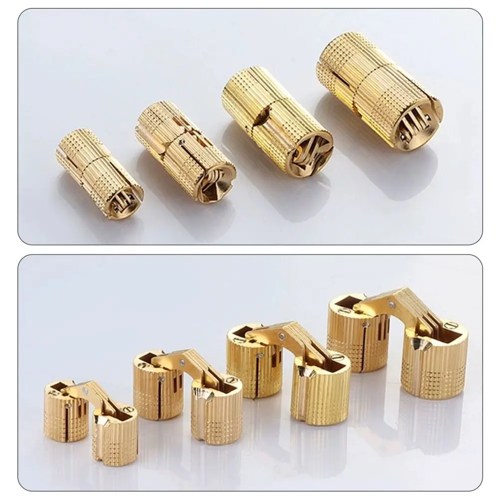 

New 8-18mm Brass Hinges Invisible Concealed Furniture Hinges Cylindrical Hardware Cupboard