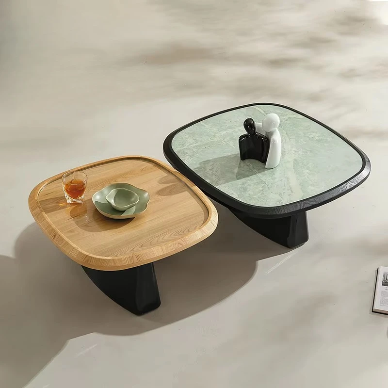 Modern design coffee table wooden rounded corner square living room furniture