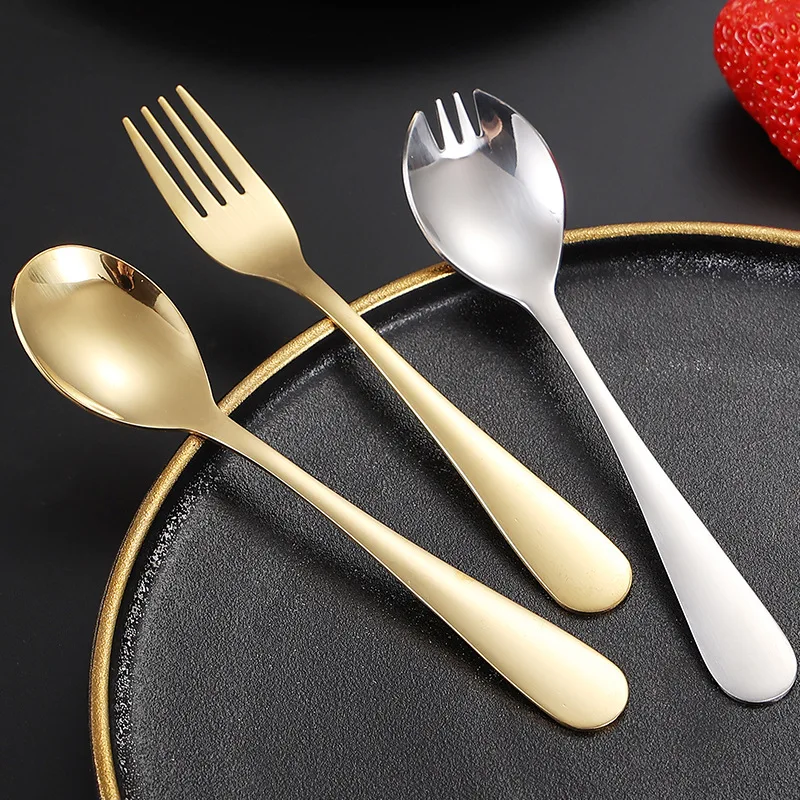 Jenny&Dave 304 stainless steel spoon fork salad spoon fork integrated children's student tableware spoon fork can be customized