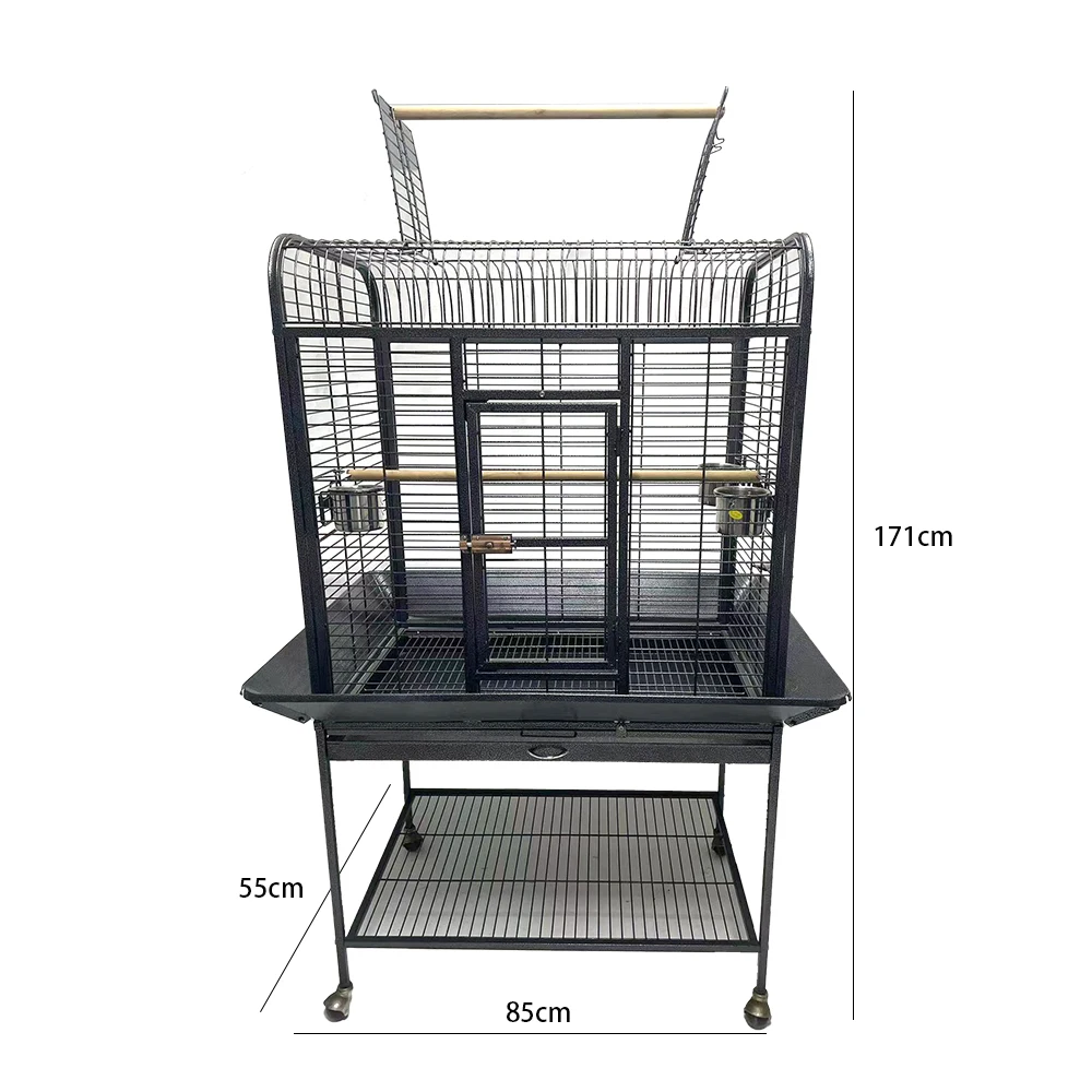 HC-BE-08Large bird cage with play pole suitable for parrots and pigeons vertical crate house bird supplies wire strap roof bird