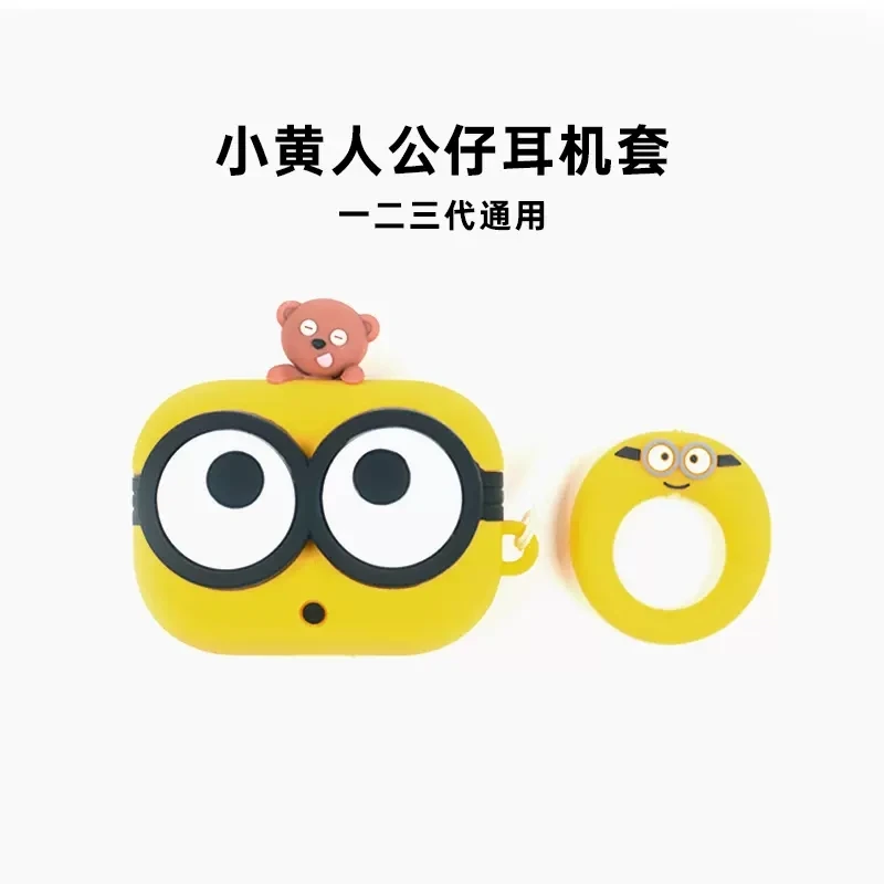 Funda de silicona para auriculares, accesorios para Airpods 1, 2, 3 Pro, 2, gafas, Minions