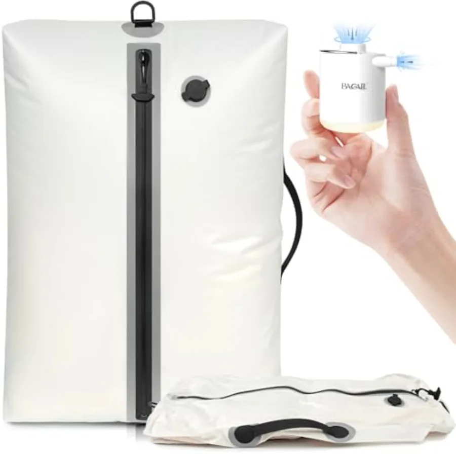 Sac sous vide en TPU pour les voyages, sac de compression réutilisable avec fermeture éclair étanche IPX8, gain de place pour valise, sac à dos et bagage à main