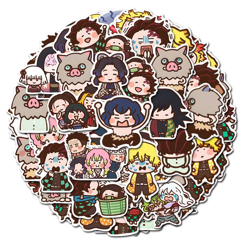 80 pezzi simpatico cartone animato Demon Slayer adesivi anime Kamado Nezuko decalcomanie telefono fai da te laptop bagagli adesivo fresco per regalo giocattolo per bambini