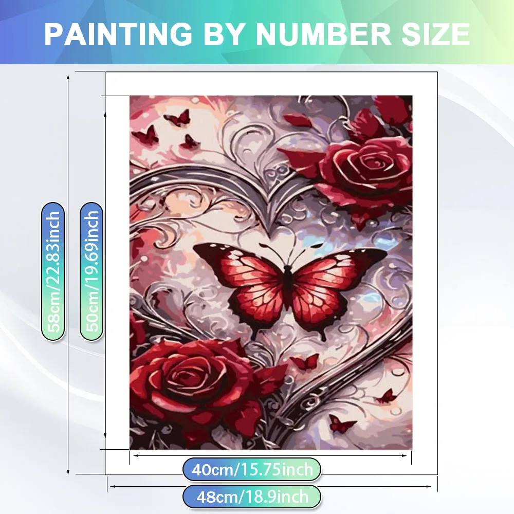 HUACAN Painting By Number Adults Rose Red Flower Pictures Drawing On Canvas Floral Handmade 5D Diy Gift Decorative Paintings