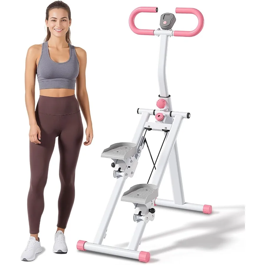 Folding Vertical Stair Stepper Machine for Full Body Workout, Portable Exercise Stepper with 3-Height Handlebar, Digital Monitor & Space-Saving Design