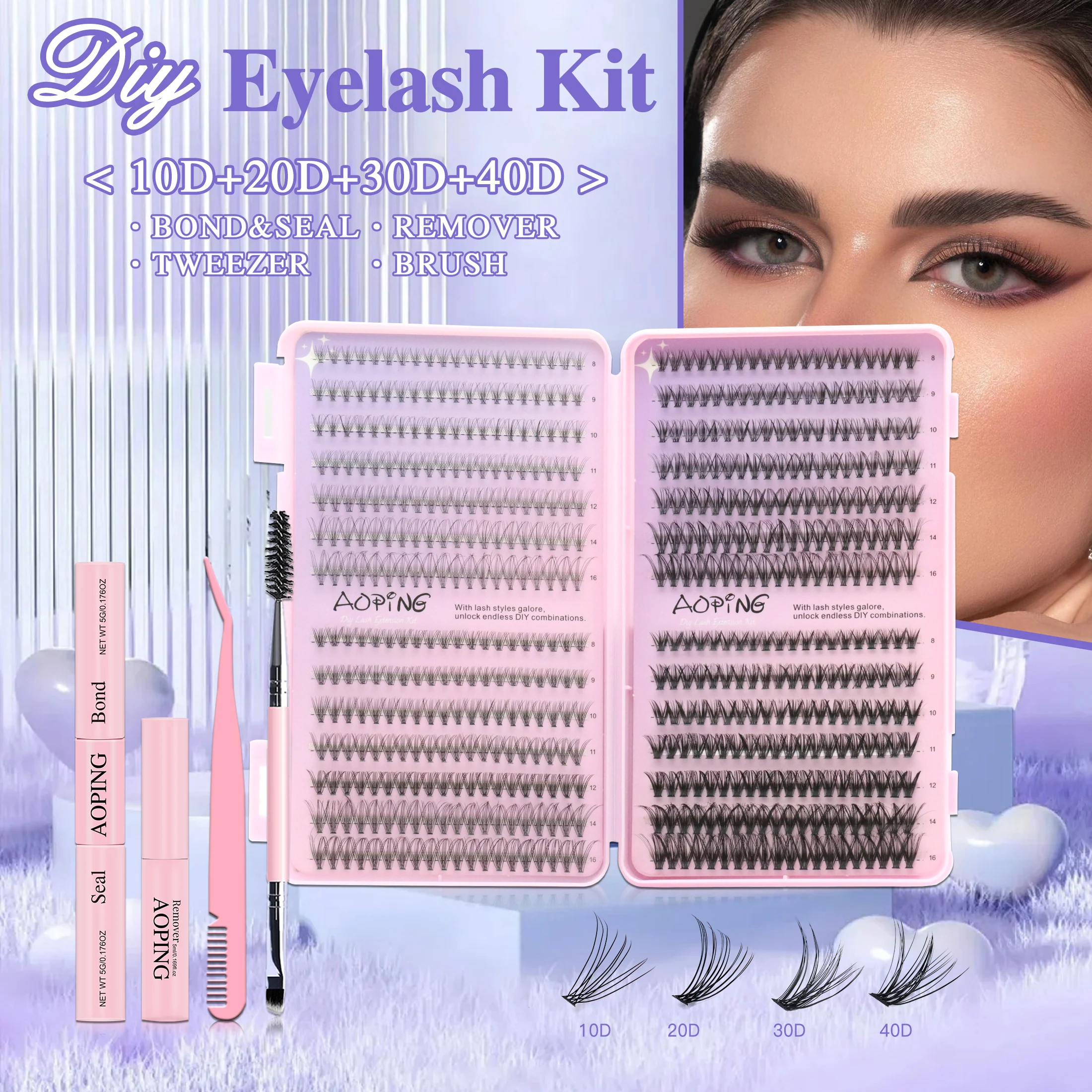 560 Clusters of Segmented DIY False Eyelashes, equipped with a full set of eyelash application tools, suitable for all styles
