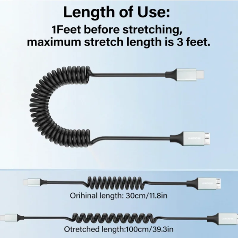High Speed Coiled Cable 5Gbps USB 3.0 Type A Type B Type C Micro B Male Female OTG Spring Cable