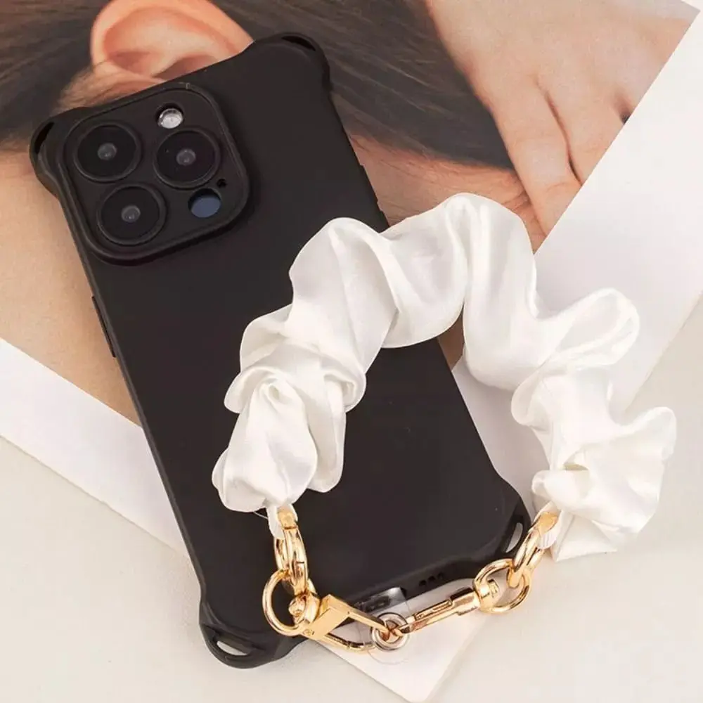 

Портативный мягкий атласный шелковый ремешок для мобильного телефона с защитой от потери, съемная цепочка для телефона, эластичная короткая цепочка на запястье