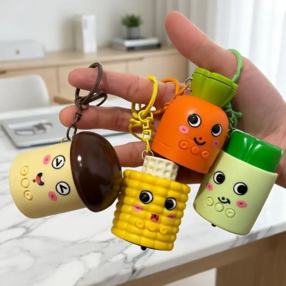 Electronic Sound Carrot Voice Keychain Vegetable shaped Fidget Corn Bag Pendant Sensory Design Mushroom Voice Keychain Backpack