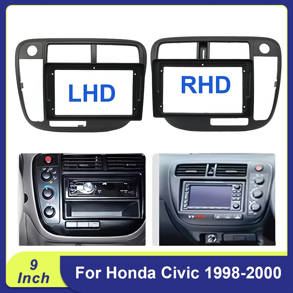 

For Honda Civic 1998-2000 9 Inch 2Din Car Radio Fascia Frame Dash Panel Kit With Wiring Cable For MP5