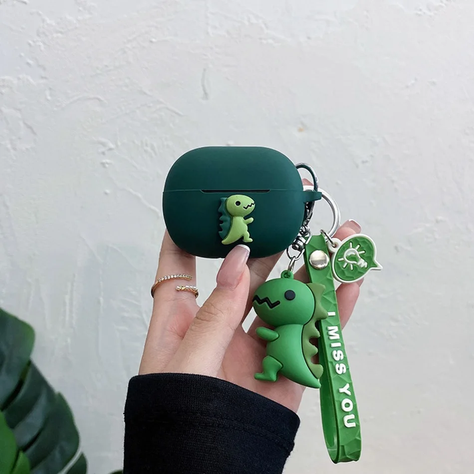 Мультяшный чехол для наушников Sony Ambie AM-TW01, чехол с забавным динозавром, силиконовый защитный чехол для наушников, милый чехол с брелоком