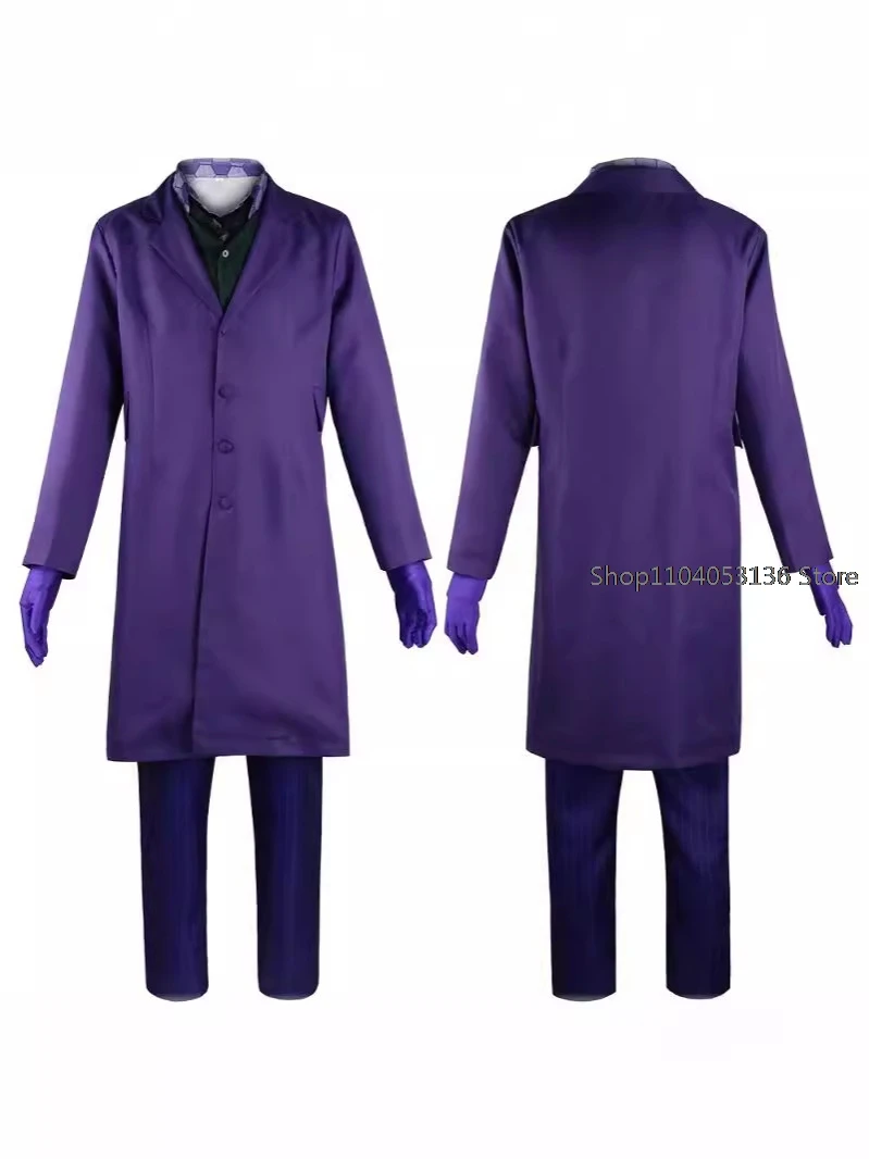 The Dark Knight The Joker Costume Cosplay Clown set completo cappotto camicia gilet cravatta abiti Joker Set completo per costumi di Halloween