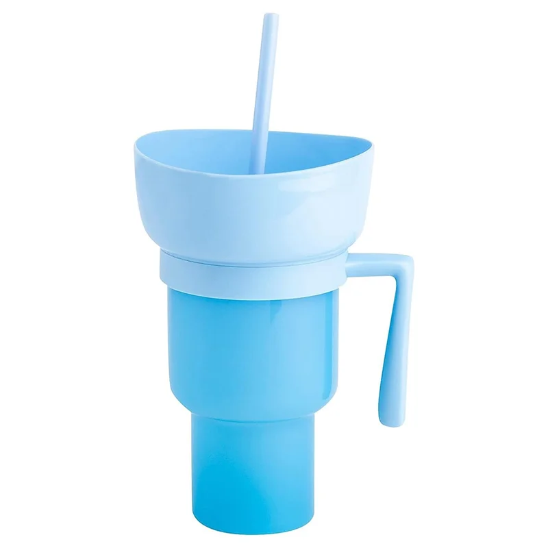 1PC Stadium Tumbler Popcorn Large Cup Snack Cup Multifunctional Cups 1000Ml Blue