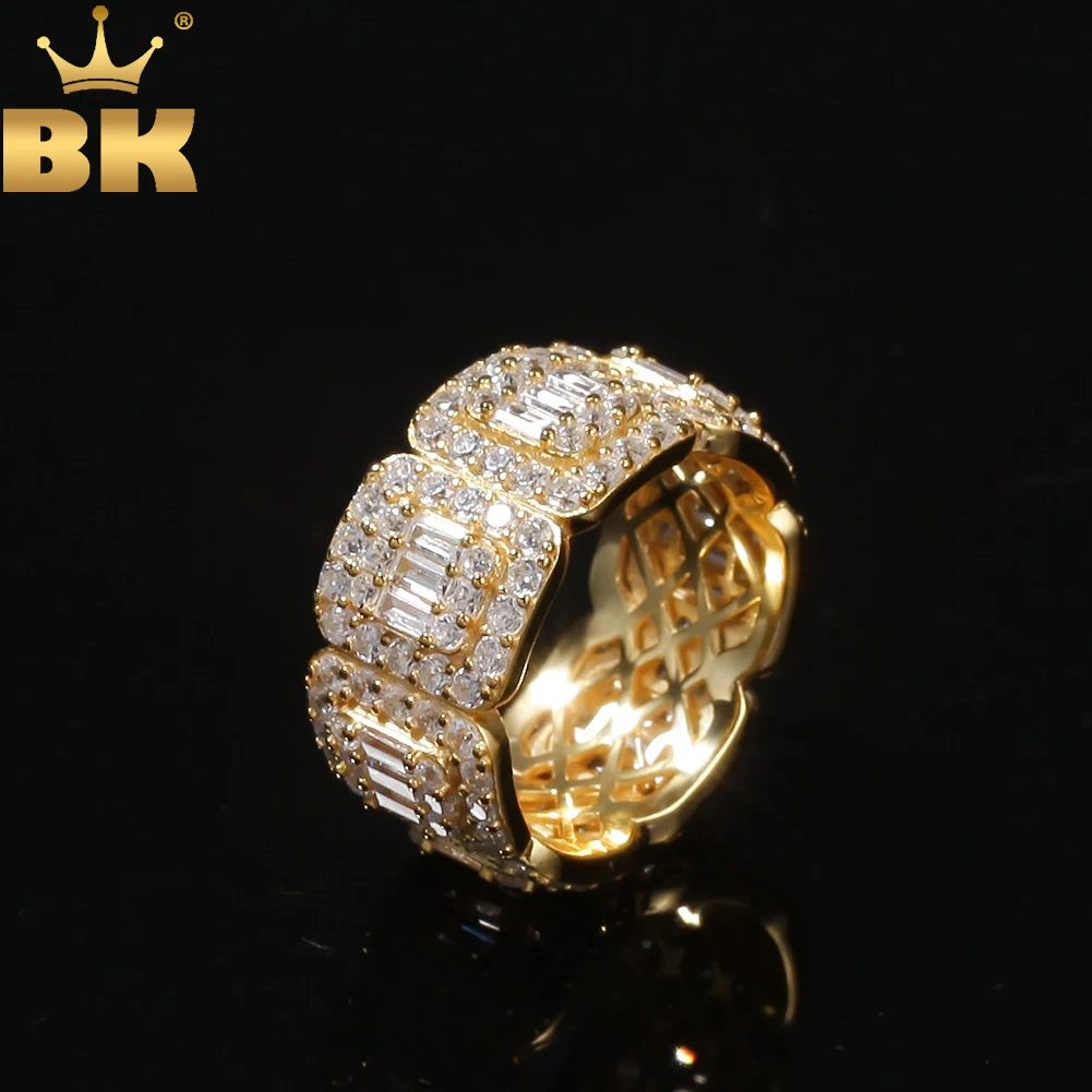 TBTK Fashion Silver Color 8mm/10mm Baguettecz Cluster Ring Square Zirconia Stones Luxury Jewelry Unisex