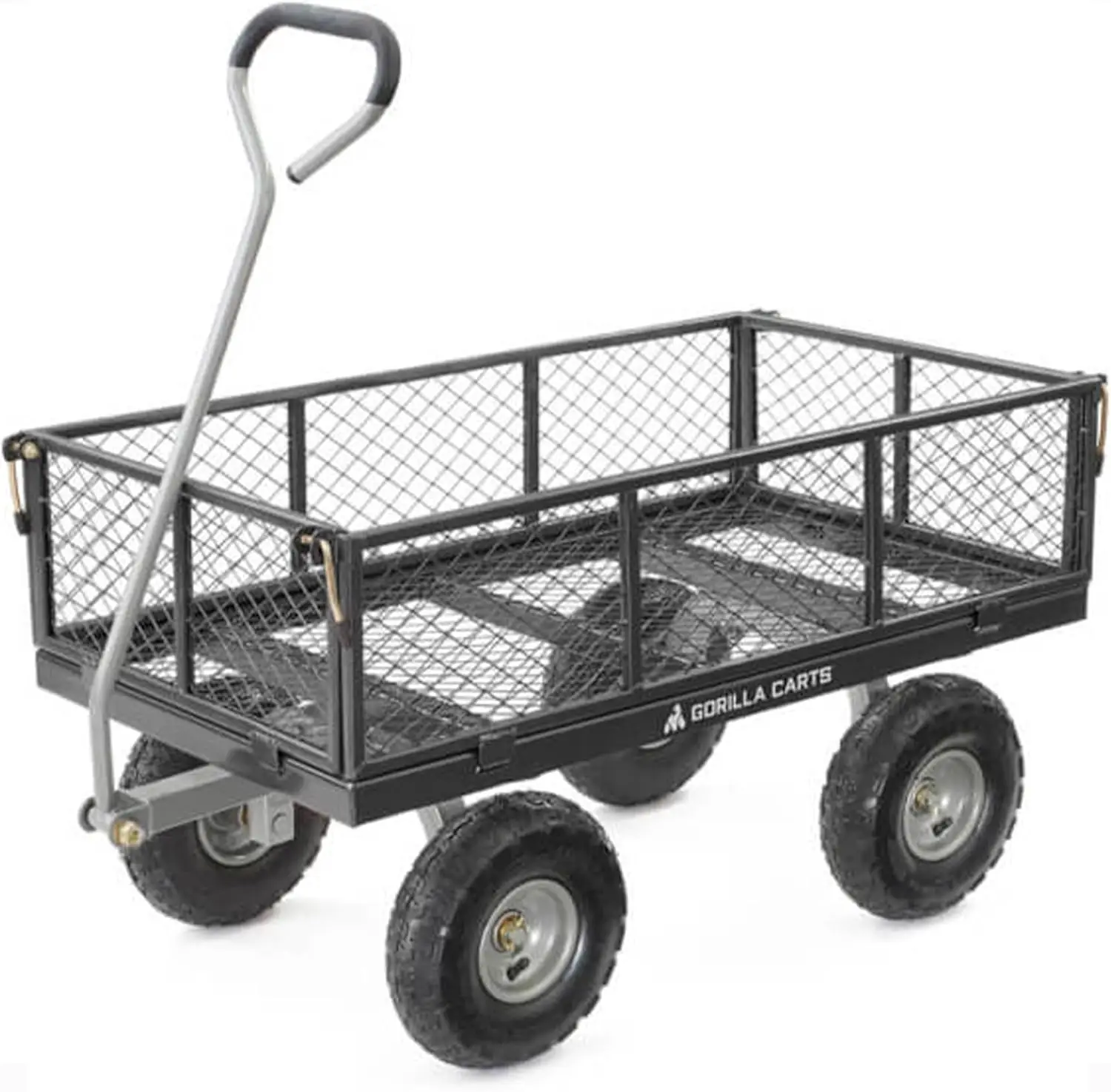 Steel Utility Cart, 4 Cu Ft Bed, 800 lb Load Capacity, Black – Heavy-Duty Outdoor Hauling Wagon with Removable Side Panels
