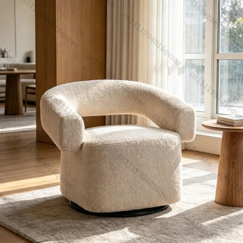 Nordic Design Armchair Nordic Style Beige Rotating Leisure Bucket Chair