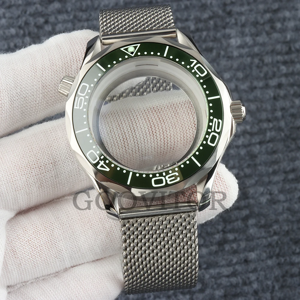 41mm NH35 Uhrengehäuse mit Mesh-Armband, wasserdicht, für NH35 NH36 Uhrwerk, 31mm Zifferblatt, Edelstahl Seamaster 300 Uhrengehäuse – Detail 9