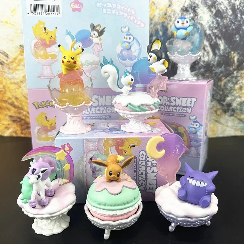 

Pokemon scene in miniature ornaments cup figures box blind toys ponyta gengar pachirisu soften doll model toys children present