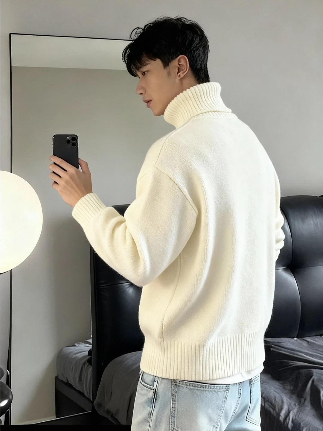 

Мужской свитер Cleanfit с высоким воротником на флисовой подкладке, зимний, повседневный, комфортный, дышащий, с длинными рукавами