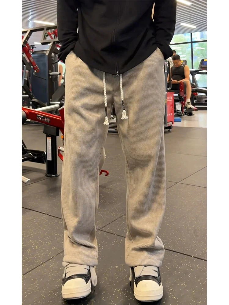 

Thiened американские винтажные вельветовые мужские прямые повседневные брюки осень-зима ленивые старые деньги брюки свободного покроя