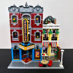 New Creating Jazz Club Expert Pizza Shop Model Modular House Building Blocks Compatible 10312 Street View Toys For Kids Adults