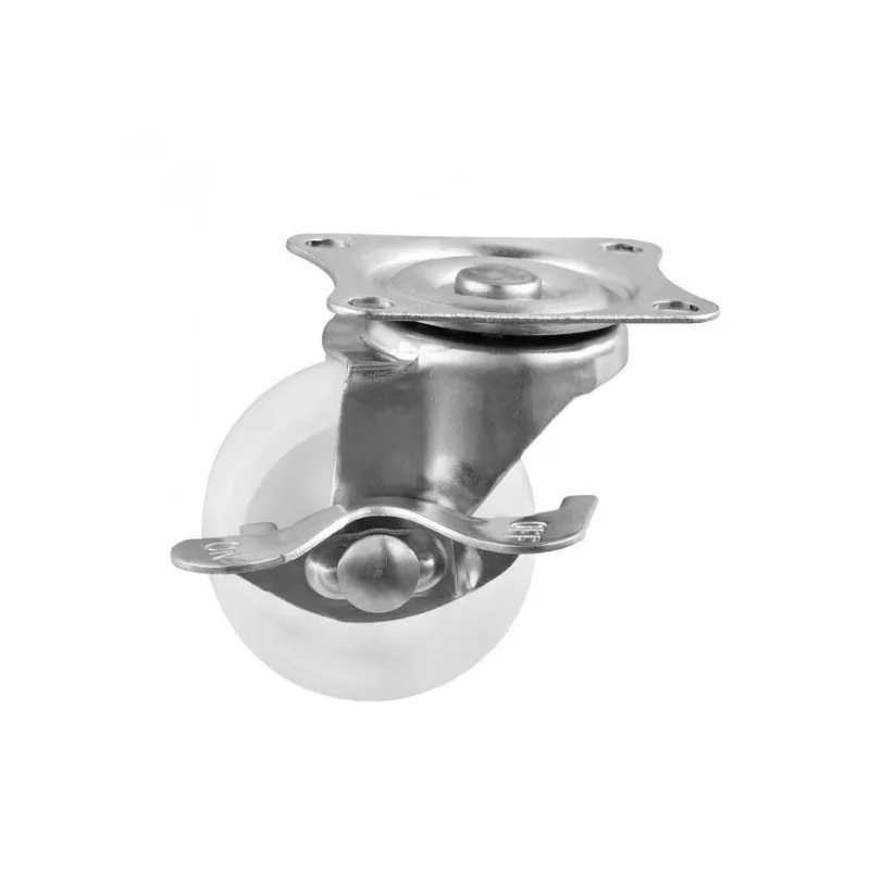 4 Pcs Caster Spot 3 Inch Brake Vientiane Wheel Diameter 7.5cm White Pp Flat Plate With Lock Wear-resistant Roller Nylon