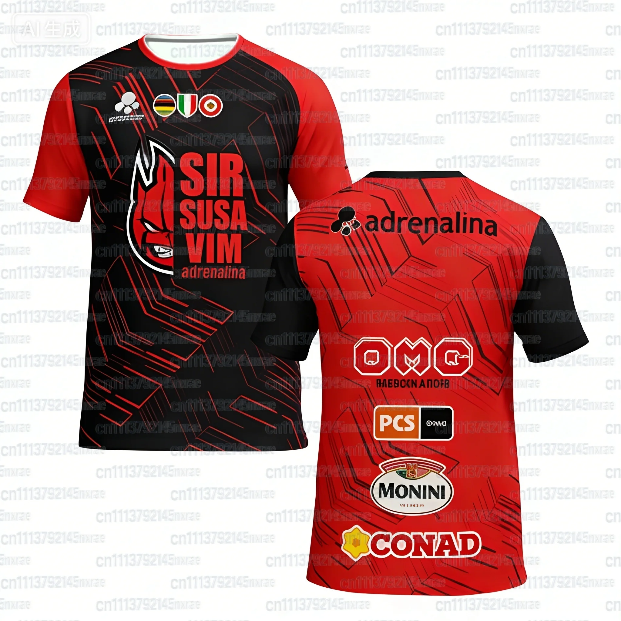 Sommer Fan-Style Perugia Volleyball Trikot Sport-T-Shirt Atmungsaktiv Schnelltrocknend 3D-Druck T-Shirt Familien-Oberteil Kurzarm – Detail 11
