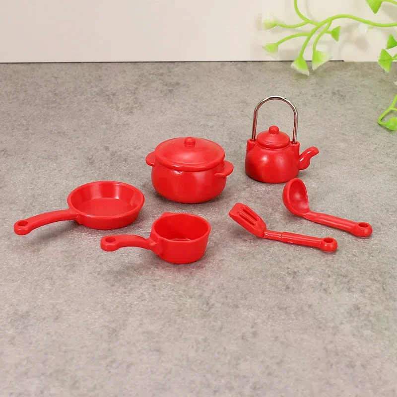 

1 Set 1:12 Dollhouse Miniature Soup Pot Spoon Pan Kettle Model Kitchen Cookware Accessories For Doll House Decoration Kids Toys