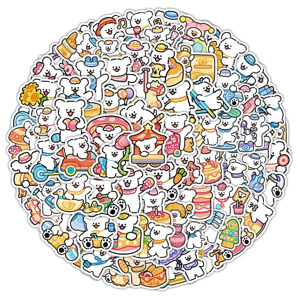 100PCS Cute Cartoon Line Puppy Maltese Graffiti Stickers for Bicycle Hand Account Pencil Case Decals