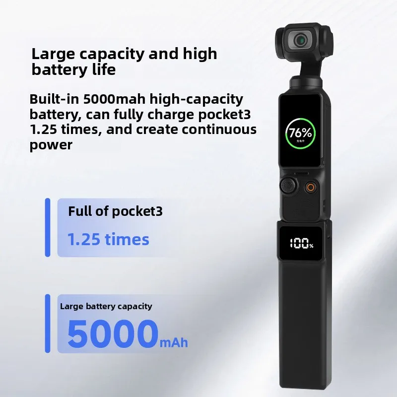 Batería Extendida con Soporte para DJI Osmo Pocket 3 4, Accesorios de Expansión, Cargador Portátil de 5000mAh con Mini Trípode