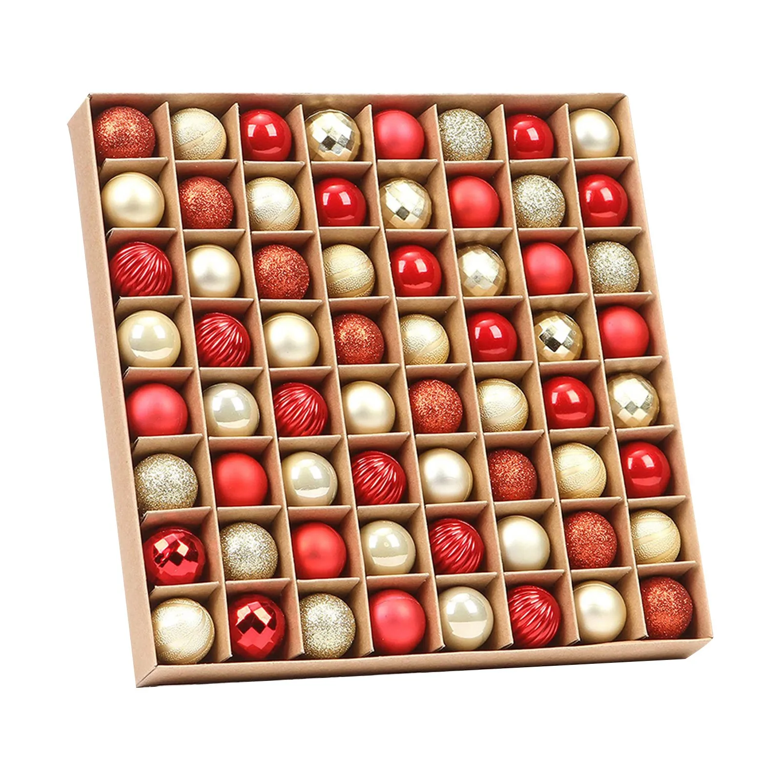 64 قطعة من كرات شجرة عيد الميلاد، كرة عيد الميلاد، كرات متعددة الألوان، مجموعة زينة شجرة عيد الميلاد للحفلات المنزلية #4