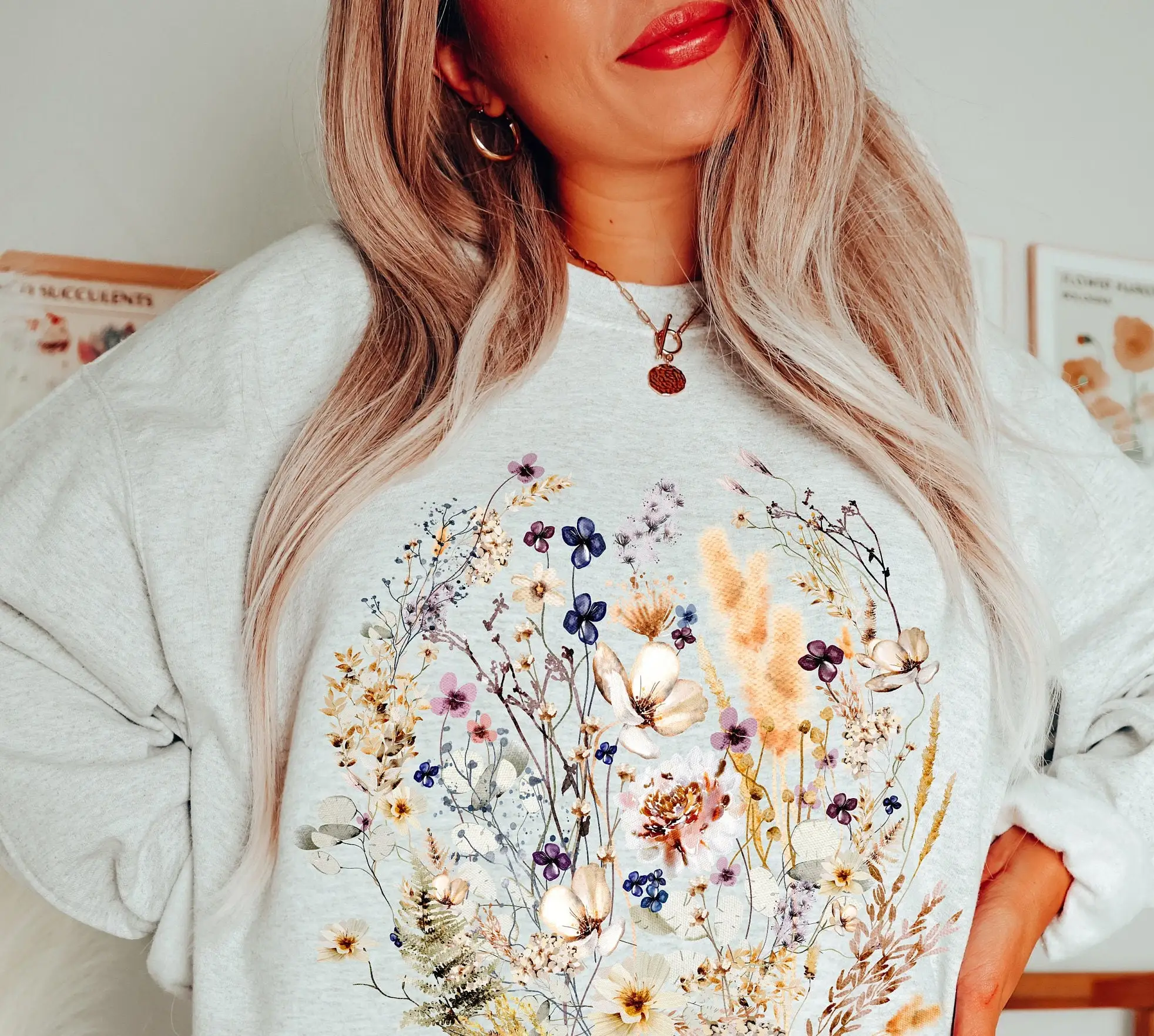 All Flowers Compete for Beauty Print Women Sweatshirt Spring Is Full of Vitality Slogan Female Shirt Soft Comfortable Girl Tops